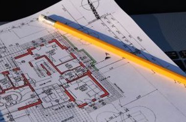 Sicht auf einen Bauplan